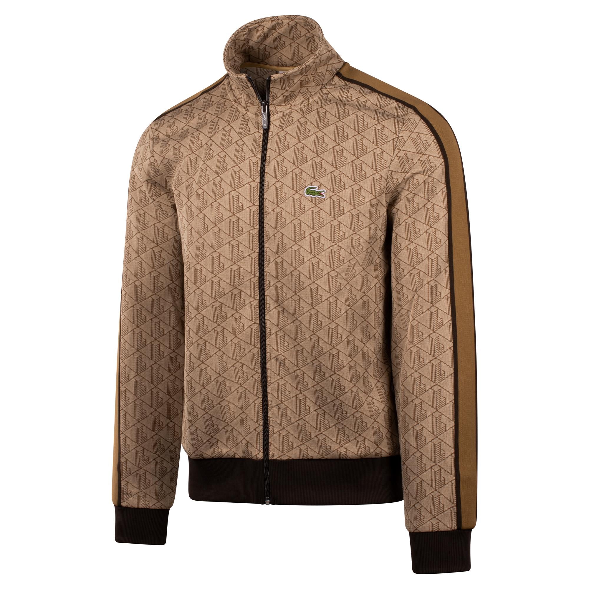 Mens Lacoste Paris Jacquard Monogram Zipped Sweatshirt Croissant